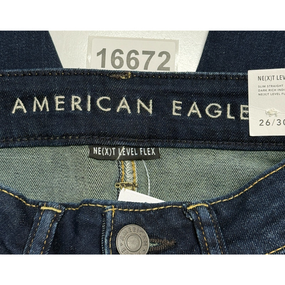 American Eagle Jeans Mens 26X30 Blue Slim Straight Next Level Flex Dark NWT - Picture 11 of 11